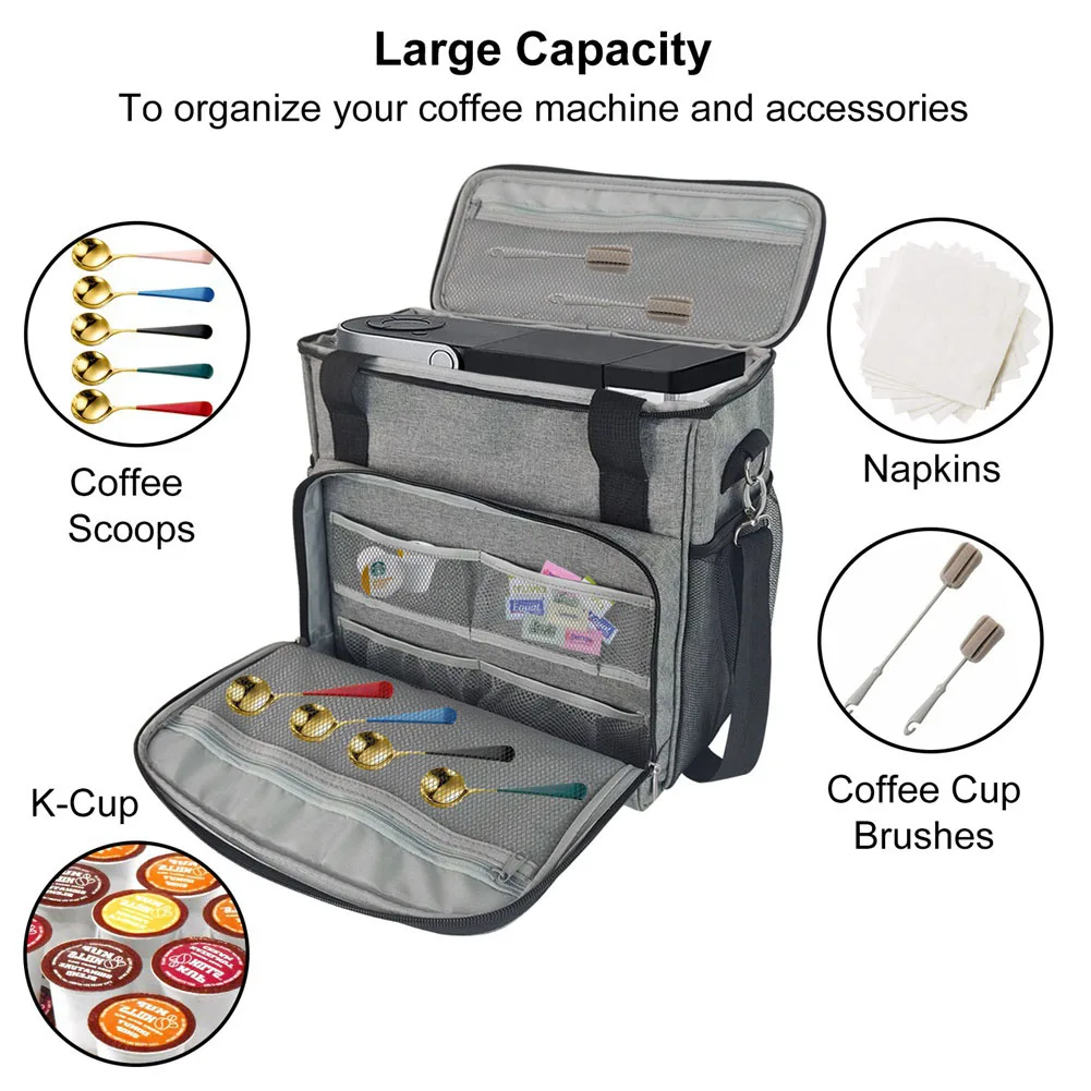 ABGH-Coffee Maker Bag Single Serve Coffee Brewer Waterproof Storage Bag With Extra Pockets Coffee Machine Storage Bag