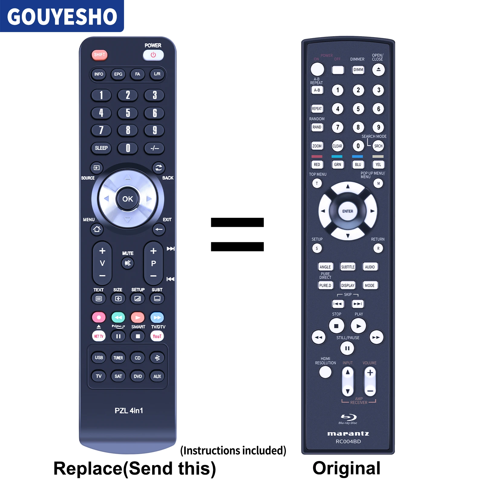 New RC004BD Replacement Remote Control For Marantz BD5004 BD7004 BD8004