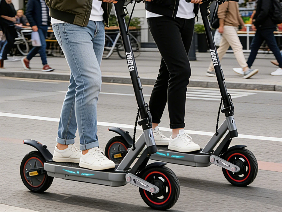 ZWHEEL ZSA PLUS Foldable Electric Scooter APP Control 800W Peak 25 MPH 36V10Ah Battery 18 Miles Suspension Shock Absorption Rear Disc Brakes 10'' Road Tires Turn Signals Hands-Free Unlock 4-Modes Lightweight Easy Carry Commuting Escooter US Stock
