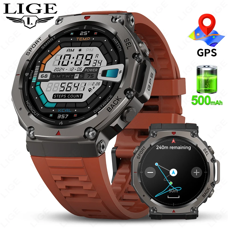 

New Smart Watch GPS Sports Compass Altitude Air Pressure Bluetooth Call 5ATM Waterproof Health Monitor AMOLED Smartwatch 500mAh