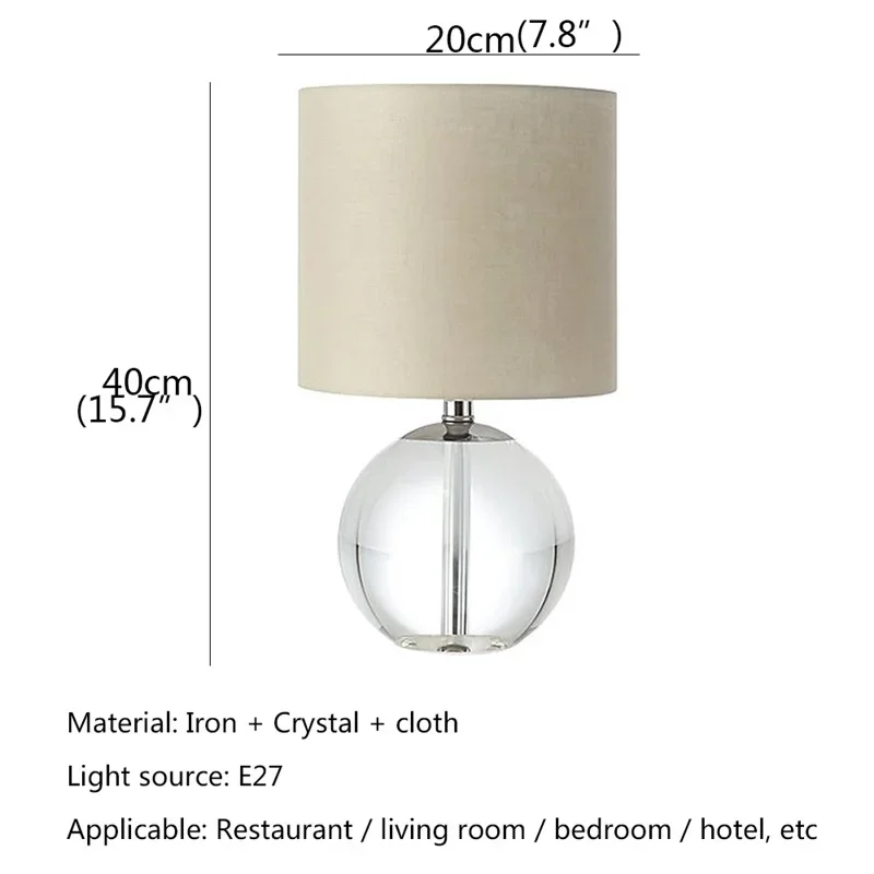 PLLY Dimmer Table Light Contemporary Simple Desk Lamp Round Crystal LED for Home Bed Room Decoration