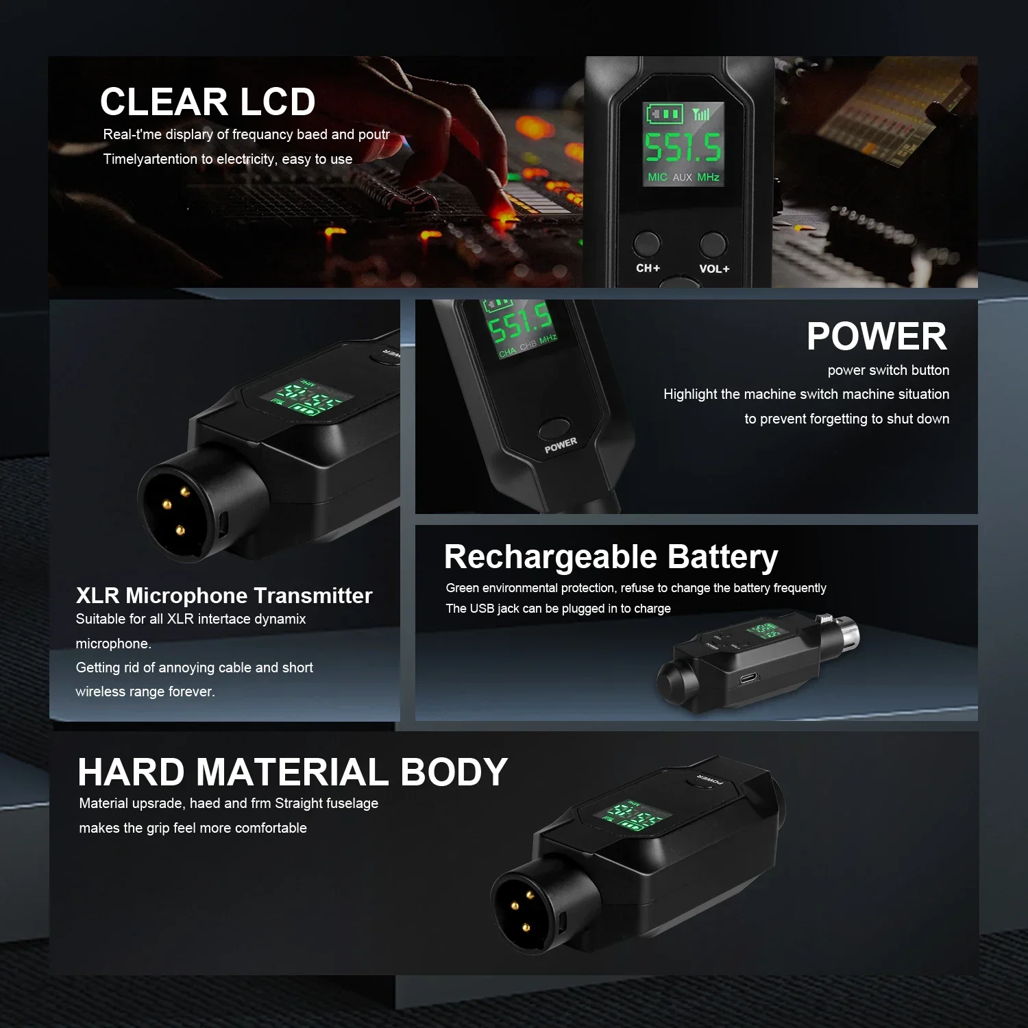 2025 transmissor e receptor conversor de microfone sem fio uhf para microfone dinâmico receptor de guitarra adaptador de transmissão novo