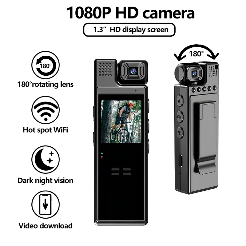 Aurovee 1080P HD Body Camera, Mini Camera Video Recorder, NightVision DV Camcorder for Law Enforcement, Security Guards