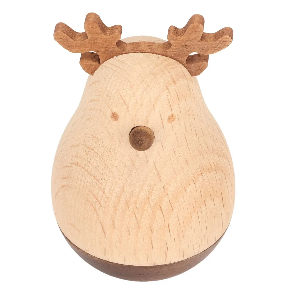 Portable Wood Roly Poly Exquisite Craftsmanship Eye Catching Deer Wobbler Durable Balancing School Use