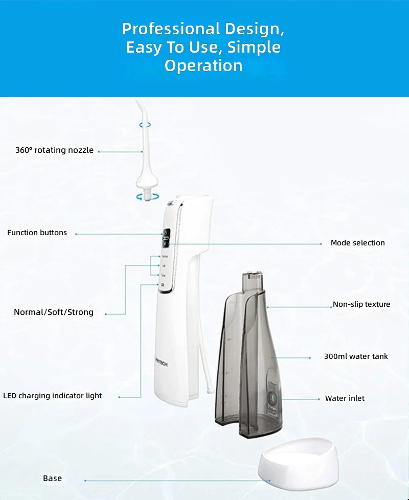 Portable Water Flosser,Cordless Electric Oral Irrigator for Plaque & Tartar Removal,Dental Hygiene Device,Interdental Cleaner,
