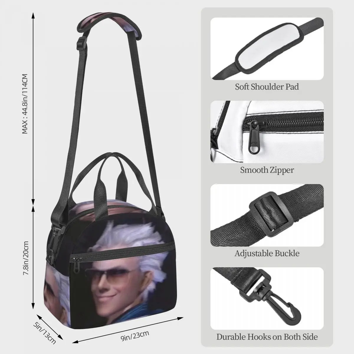 Vergil From The Devil May Cry Series Lunch Bags Insulated Bento Box Lunch Tote Picnic Bags Cooler Thermal Bag for Woman Travel