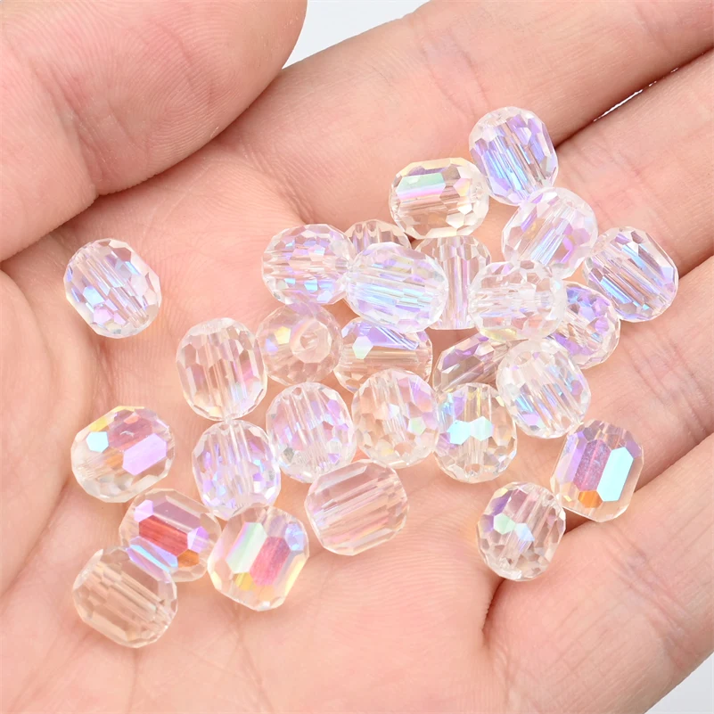 Tschechische mehrfarbige lose 10mm Glas zylindrische Perlen runde facettierte Kristall perlen für Schmuck herstellung DIY Ohrringe Zubehör