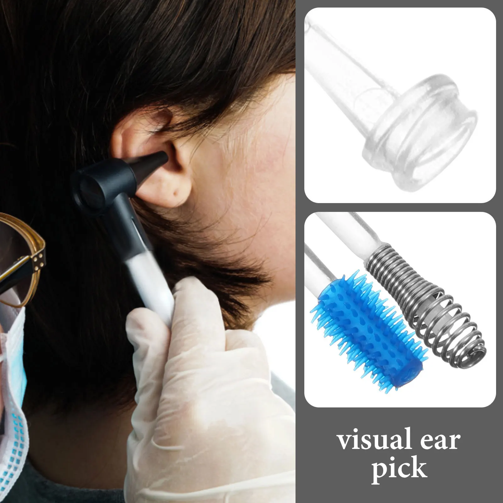 

1 комплект, насадки для ушной ложки с пружинной головкой, сменный силиконовый инструмент для чистки ушей, видимое удаление воска для удобного использования