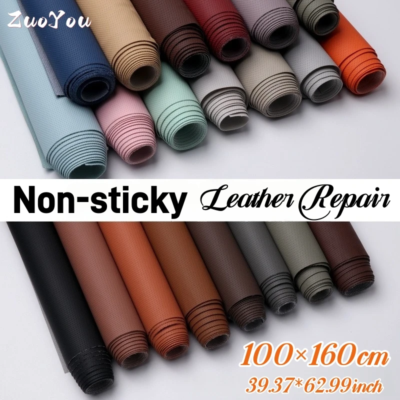 

Breathable Perforated PU Leather Repair for Car Interior,Sofa Hole,car Seat Sticker No Adhesive Fabric Upholstery Leather Patche