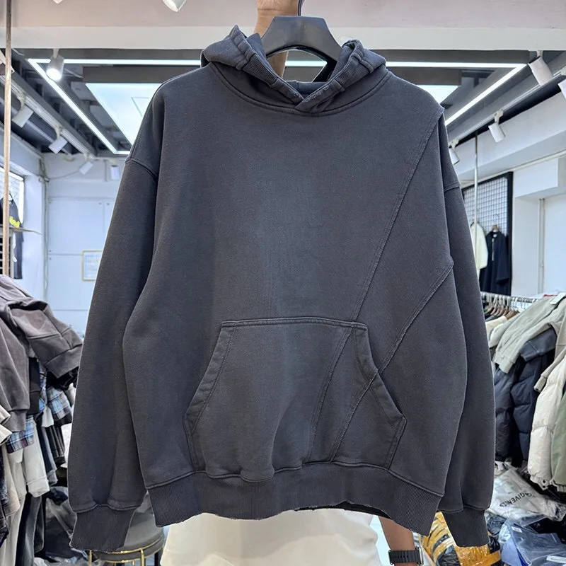 24AW solid color fleece hoodie