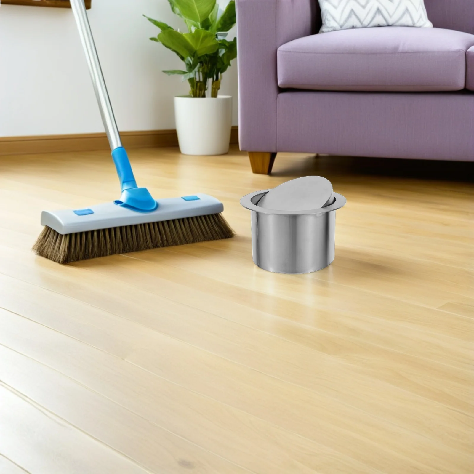 

Embedded Trash Can Lid Stainless Steel Round Swing Flap Cover for Kitchen Bathroom Office Desktop Recycling Bin 140Mm Diameter