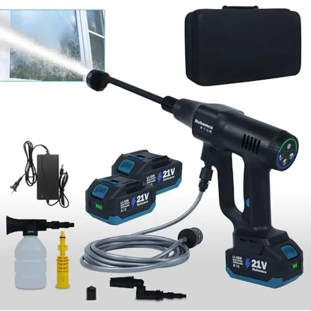 

Cordless 200Bar High Pressure Washer 6-in-1 Nozzle Rechargeable Battery Handheld Car Washer Gun 2900PSI 3 Gears Speed Adjustable