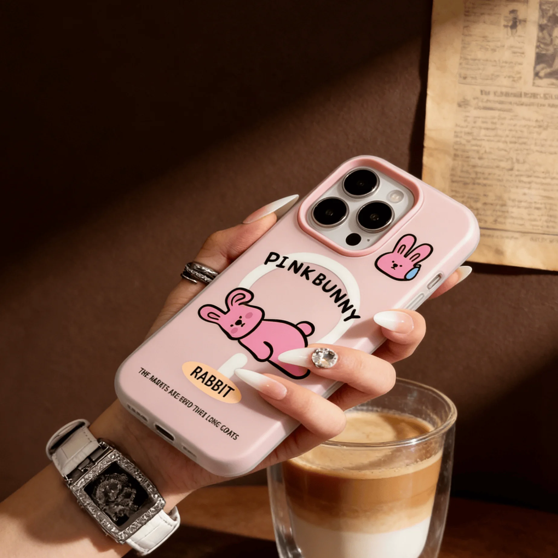 

2 in 1 for Magsafe Case for iPhone 17 Air 16 15 14 13 12 11Pro Max Plus Magnetic Matte Luxury Cover for Male Female Rabbit Puppy