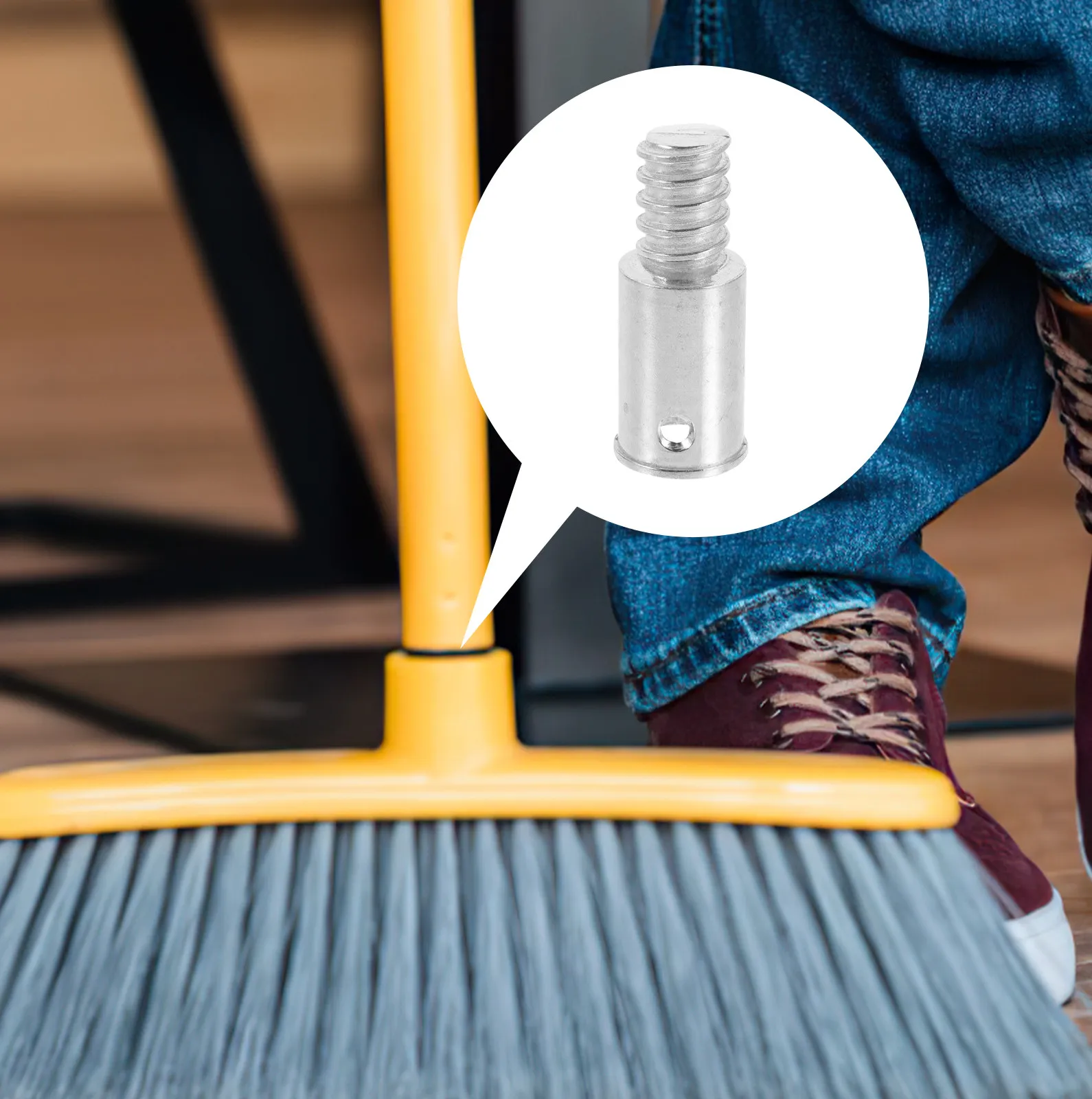 Aluminum Alloy Broom Handle Threaded End Adapter American Style Threaded Tip Replacement for Push Broom Mop Telescopic Pole