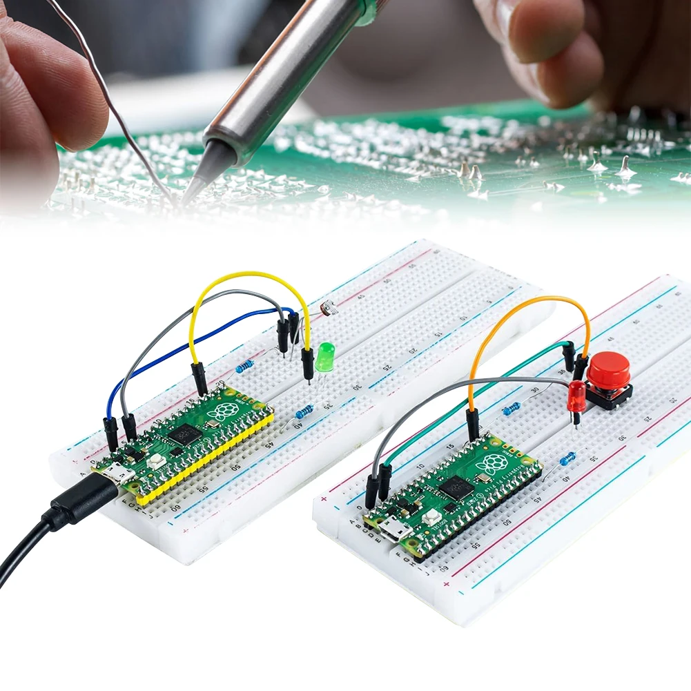 Para raspberry pi pico rp2040 starter kit lcd1602 módulo de exibição aprendizagem suíte sensor pir placa de ensaio 9g servo eletrônico kit diy