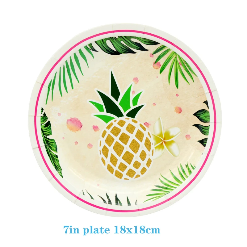 Hawaiian Thema Geburtstag Party Dekoration Einweg Geschirr Pappteller Tassen Luftballons Für Kinder Baby Shower Party Supplies Geschenk – Detail 4