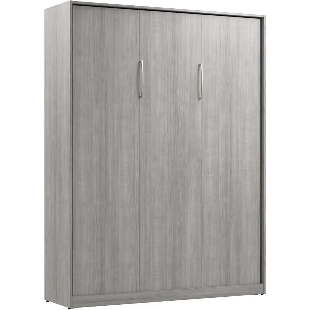 Claremont Queen Size Murphy Bed in Platinum Gray, Space-Saving Sleeping Arrangement for Multipurpose Area, Bedroom