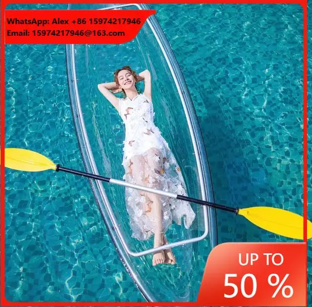 Oat Transparent Transparent Plastic Canoe Kayak PC Rowing Boat 2 Seats Plastic Clear Canoe Boat