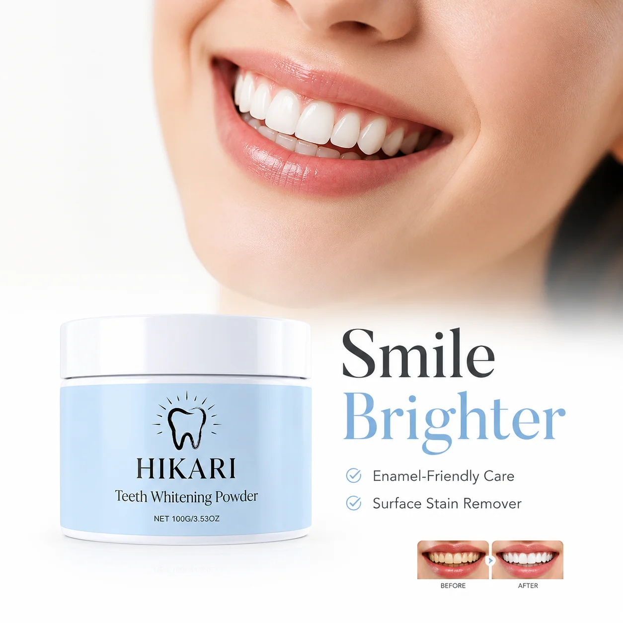 HIKARI Mint Natural Tooth Powder Whitening Stain Remover Gentle Enamel Safe Deep Clean