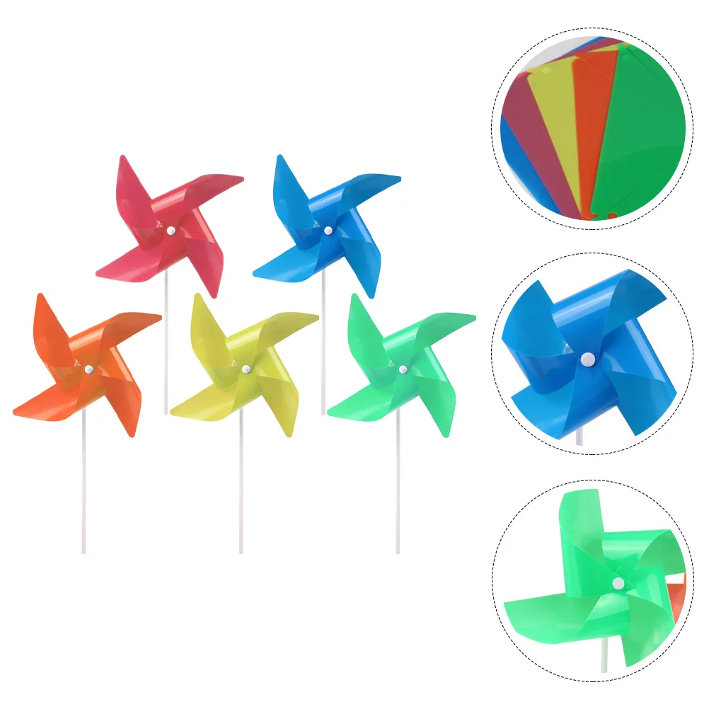 

5Pcs Luminous Plastic Windmills Kids Handheld Pinwheels Garden Decoration DIY Assembly Educational Plaything Gift
