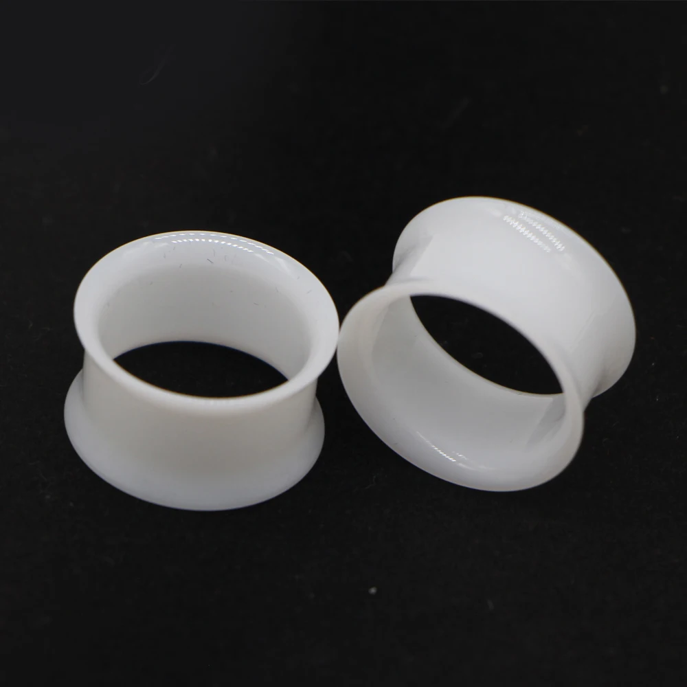 2pcs White Black Transparent Acrylic Ear Tunnel Plug Ear Gauges Piercing Double Curved Saddle Expander Stretcher Body Jewelry