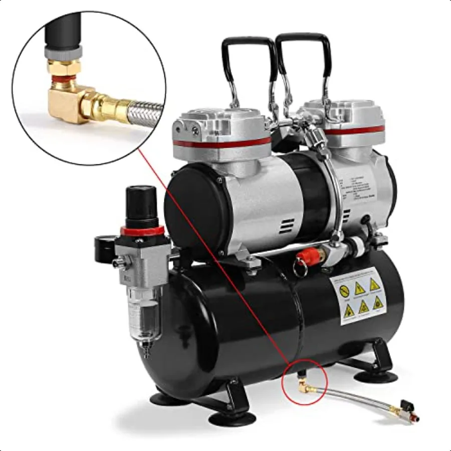 طقم تجميع استنزاف الخزان الممتد من HK مع خرطوم فولاذي مضفر 10 بوصة 1 4 بوصة استنزاف Vae ومناسب الكوع لضاغط الهواء