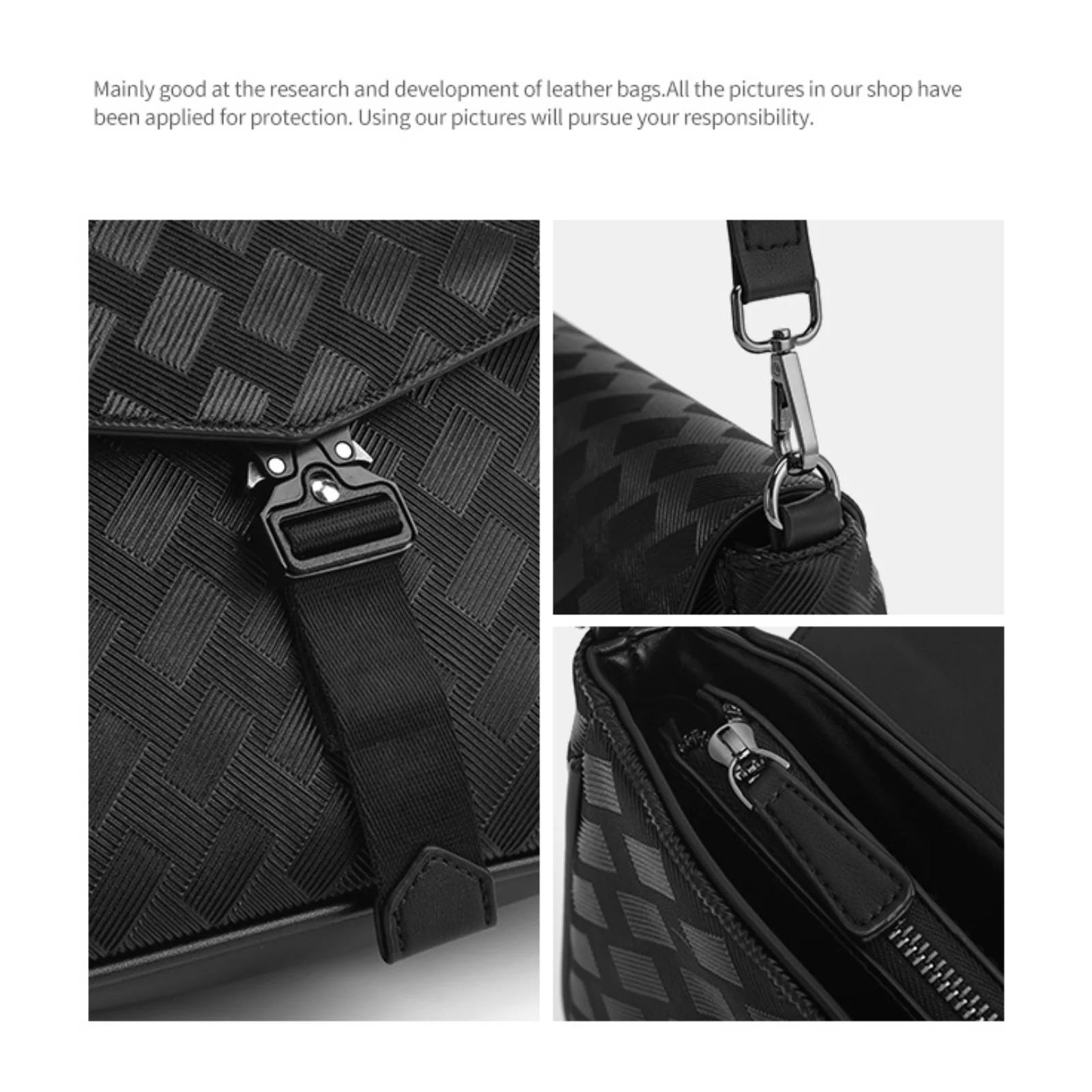 Luxe zakelijke stijl minimalistisch voor iPad crossbodytas, geselecteerd geruit zwart leer, 11-inch tablettassen voor heren met enkele schouder