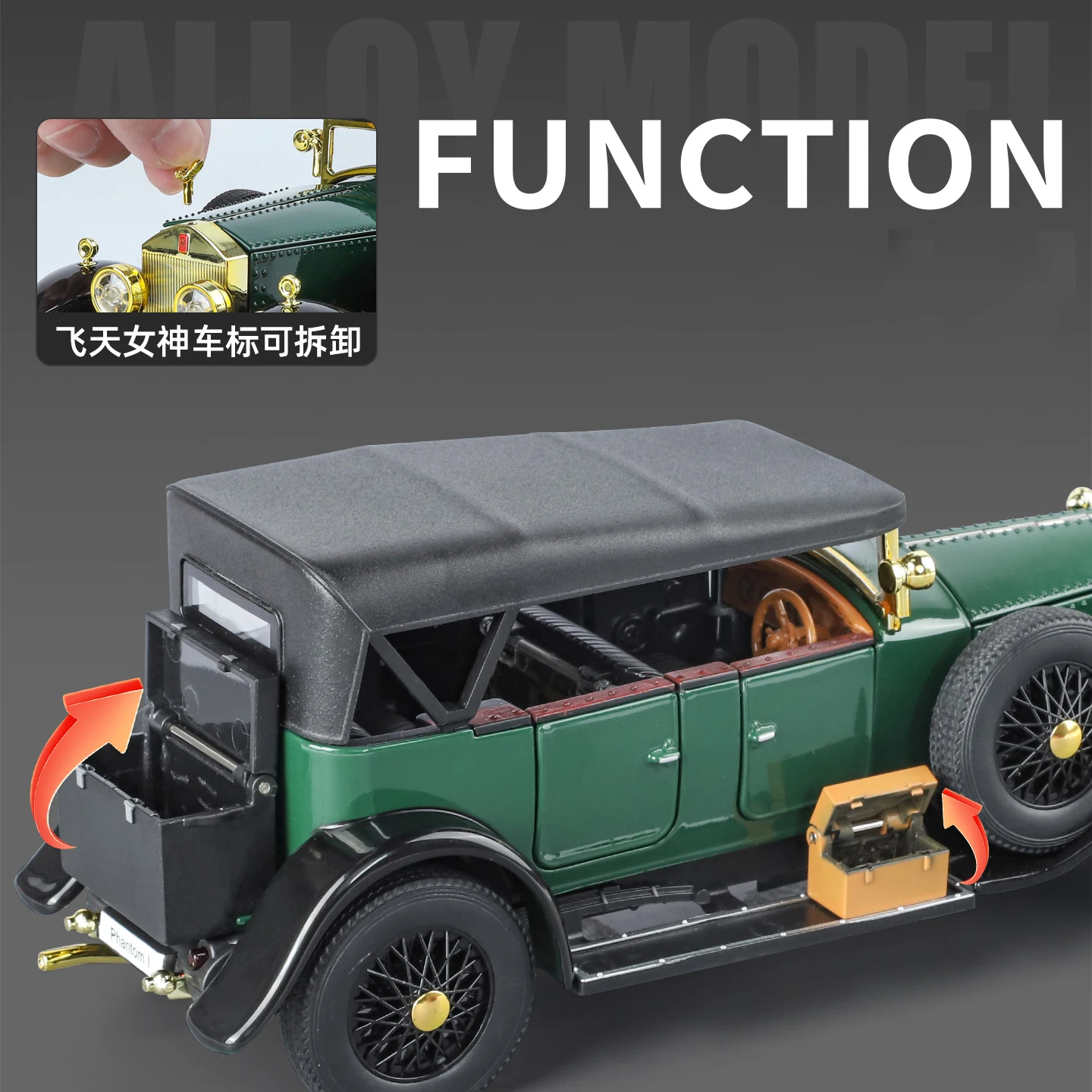 1:24 Rolls Royce Phantom I 1925 Alloy Model Car Toy Diecasts Metal Casting Sound and Light Car Toys For Children Vehicle
