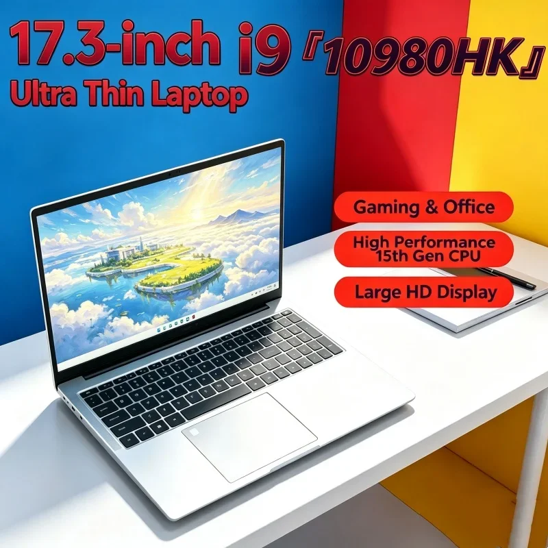 17.3 Inch Durable Laptop Intel Core I9‑10980HK 16GB RAM 1TB/2TB SSD Fingerprint Unlock Windows 11 Gaming Notebook