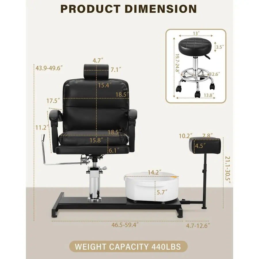 เก้าอี้นวดเท้าแบบไม่มีระบบประปา พร้อมอ่างแช่เท้าแบบพกพา ปรับระดับที่วางเท้าได้ และอ่างนวดเท้าแบบมีล้อเลื่อน