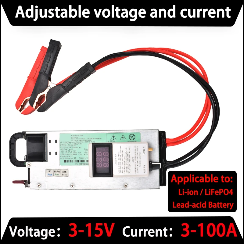 Lifepo4/شاحن بطارية ليثيوم 12 فولت 60A 100A شاحن بالطاقة الشمسية الجهد الحالي قابل للتعديل لشواحن Lifepo4 العالمية 14.6 فولت 100A Lifepo4