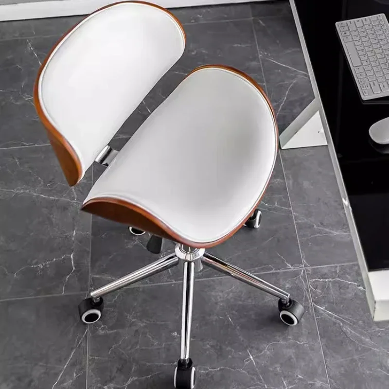 Simple Modern Office Chair with Wooden Accent Ergonomic Design and Smooth Wheels Computer Desk Home Office Vanity Dressing