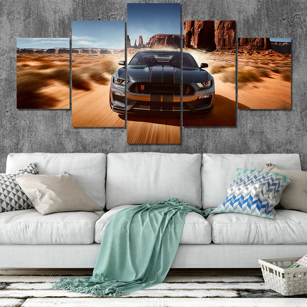 

Canvas Wall Art Poster Painting Ford Mustang GT Car Wallpaper Living Room Modern Picture Print Home Decor Bedroom Mural 5 Panels