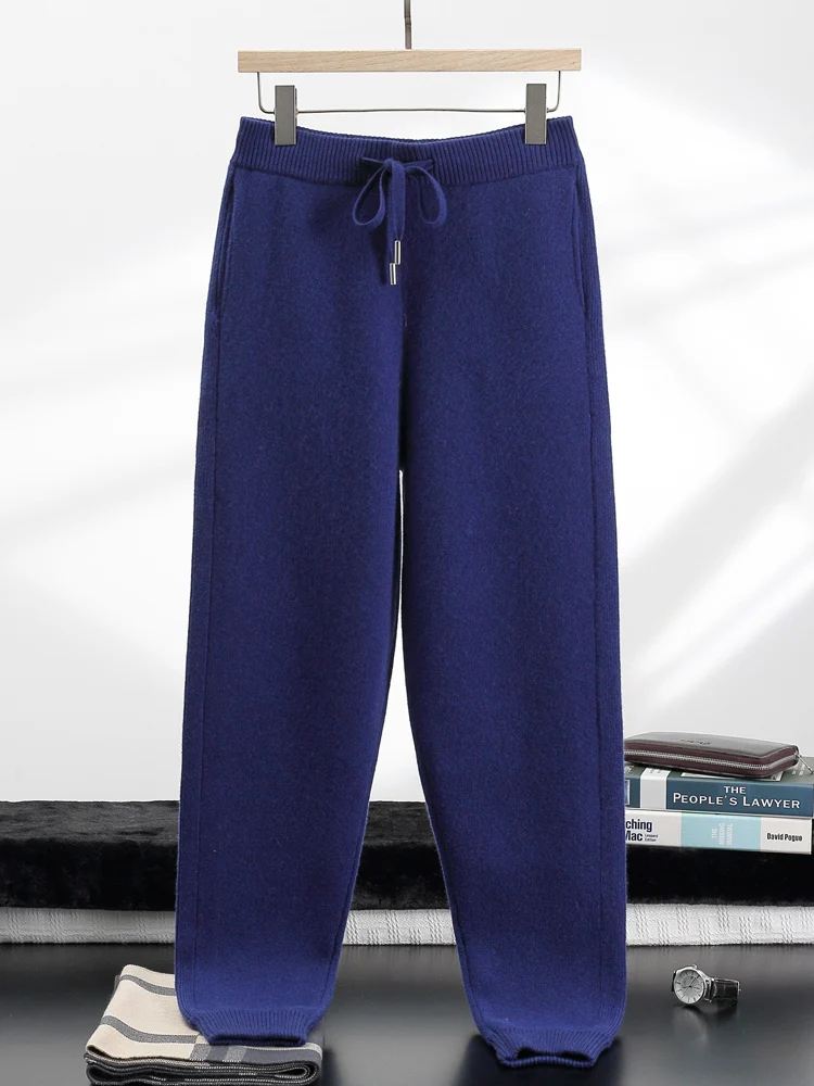 2025 Men's 100% Cashmere Pants Autumn Winter Thick Pencil pants Casual Cashmere Knitted Trousers Basic Soft Warm Cashmere Pants