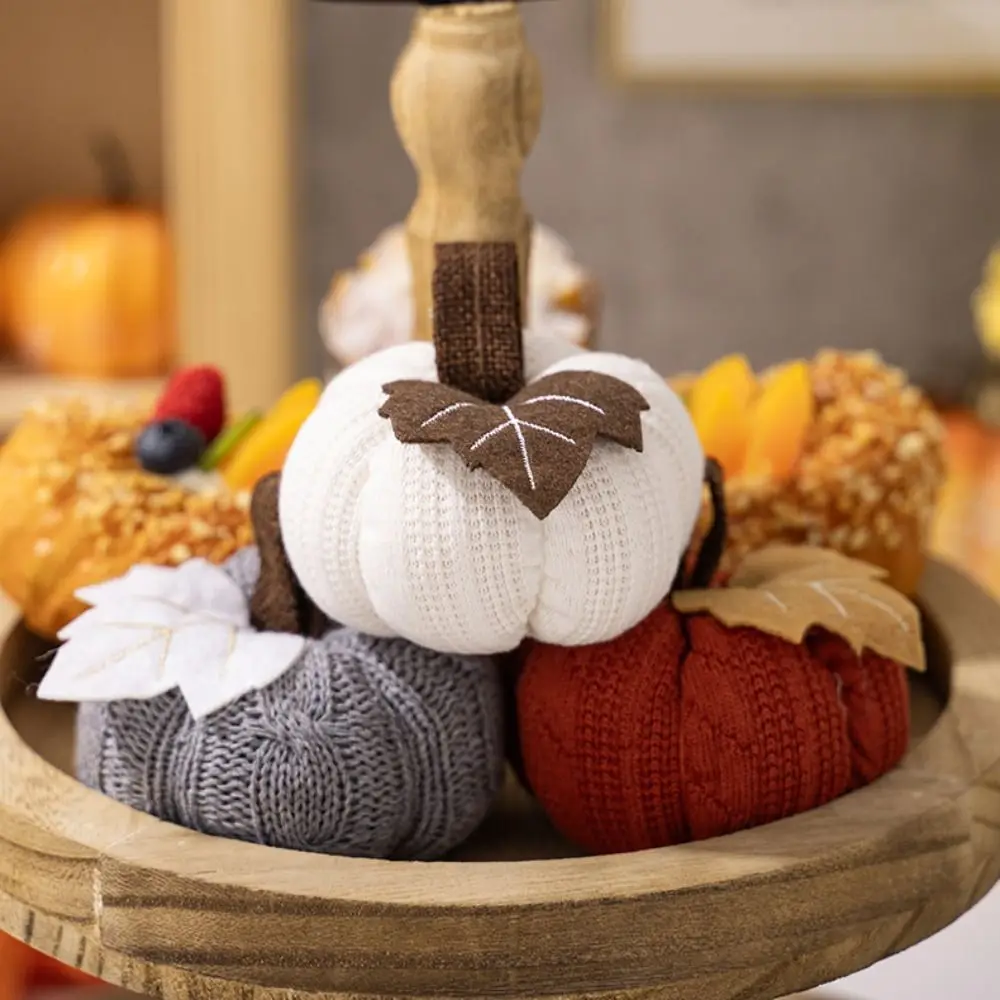 New Halloween Knitted Pumpkin Cute Party Tray Decorations Artificial Pumpkin Creativity Decor DIY Fake Pumpkin