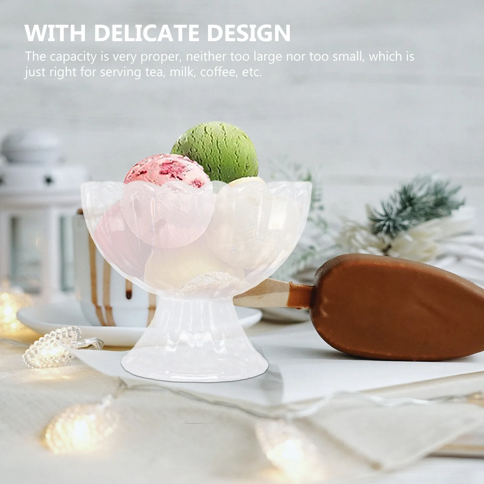 

6Pcs Elegant Footed Glass Dessert Cups Ice Cream Serving Bowls Pudding Cups Cocktail Glasses for Banquet Party Holiday Events
