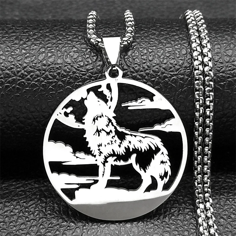 Roar Wolf Crowd Anhänger Halskette für Frauen Männer Edelstahl Gold Silber Farbe Himmel Tierliebhaber Mann Kette Schmuck Geschenke