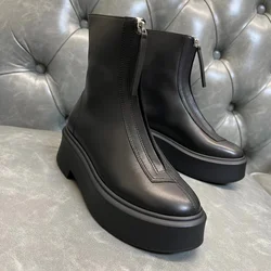 Luxury Brand Designer Front Zipper Ankle Boots For Women 2023 New Chunky Boots Platform Woman Punk Boots Fashion Ladies Shoes