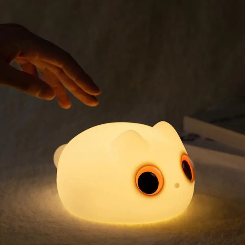 Cat Lamps For Bedroom Rechargeable Desk Lamp Silicone Animal Night Light Room Decor Tap Control Table Lamp Nightlight For Kids