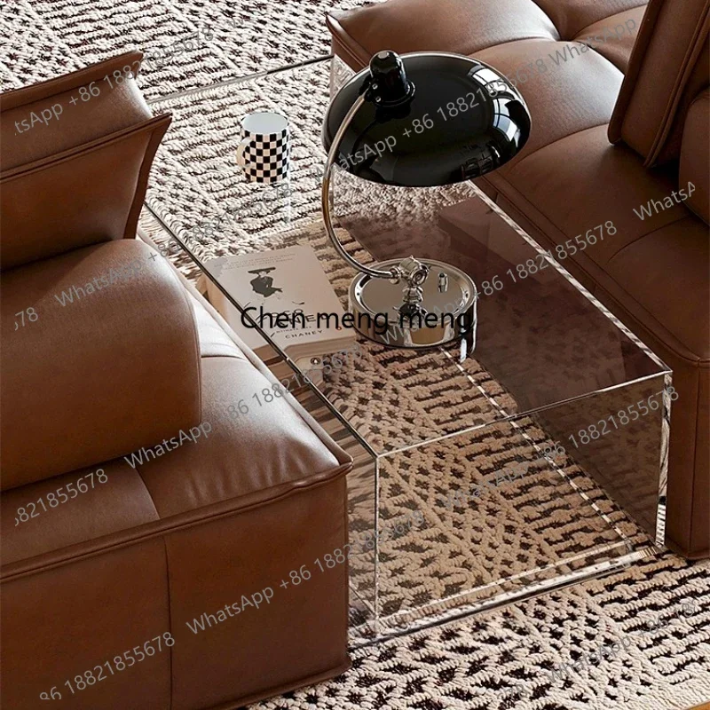 

Журнальный столик Z136 из акрила с прорезиненным центральным отделением, простой прикроватный столик для гостиной с подлокотниками