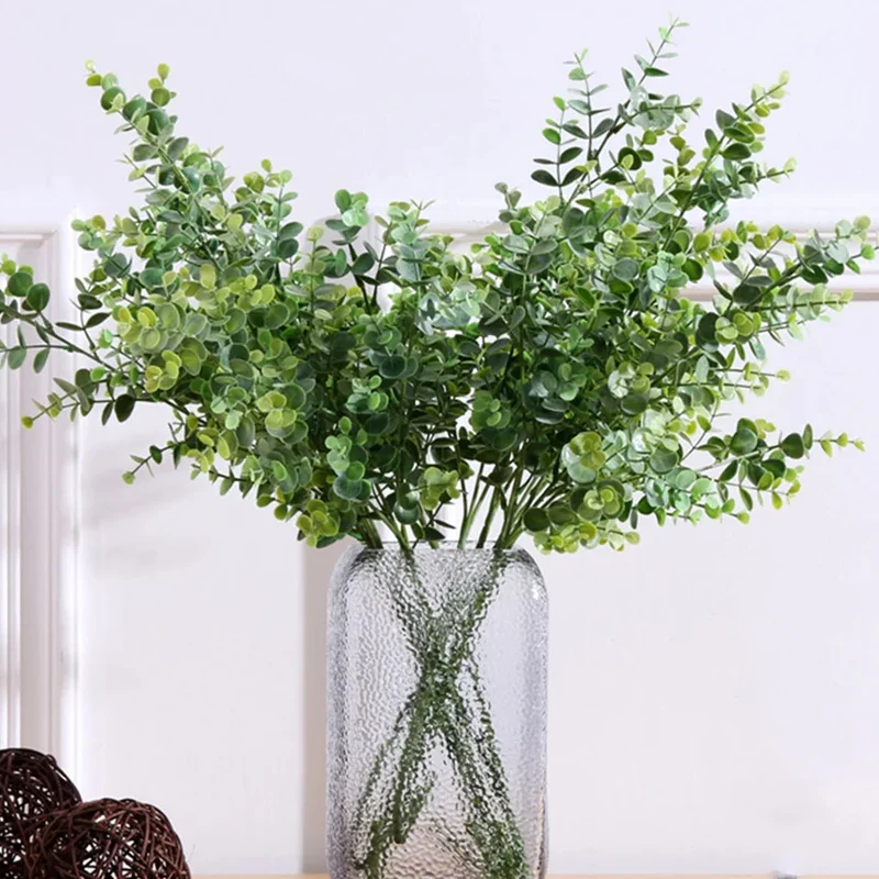 69CM Artificial Plant Long Branch Plastic Eucalyptus Leaves Wedding Garden Decor Home Living Room Table Green Decoration