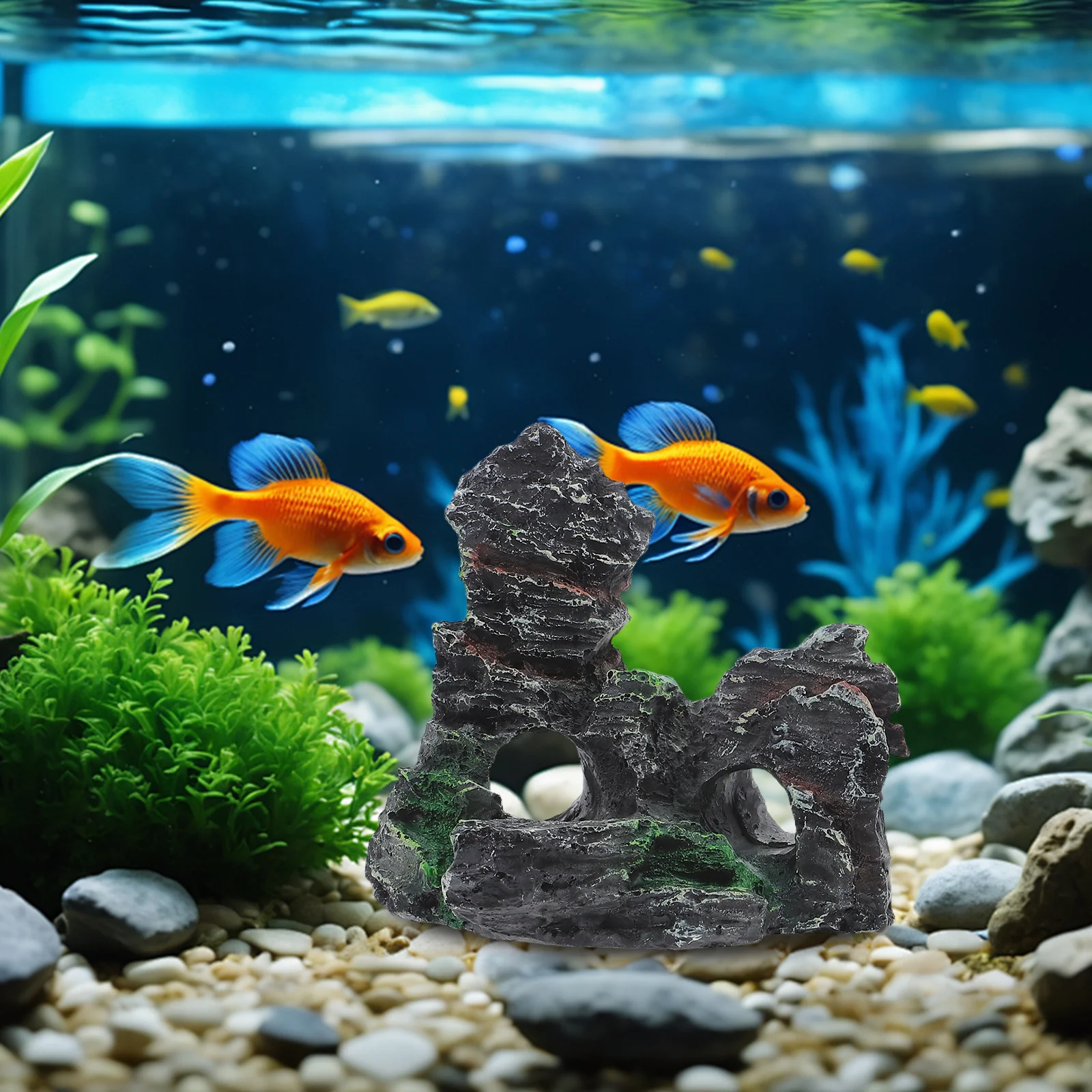

4Pcs Resin Aquarium Decoration Mountain Lifelike Natural Landscape Fish Tank Ornament Hideout Decor Fish Tank Decoration Hideout