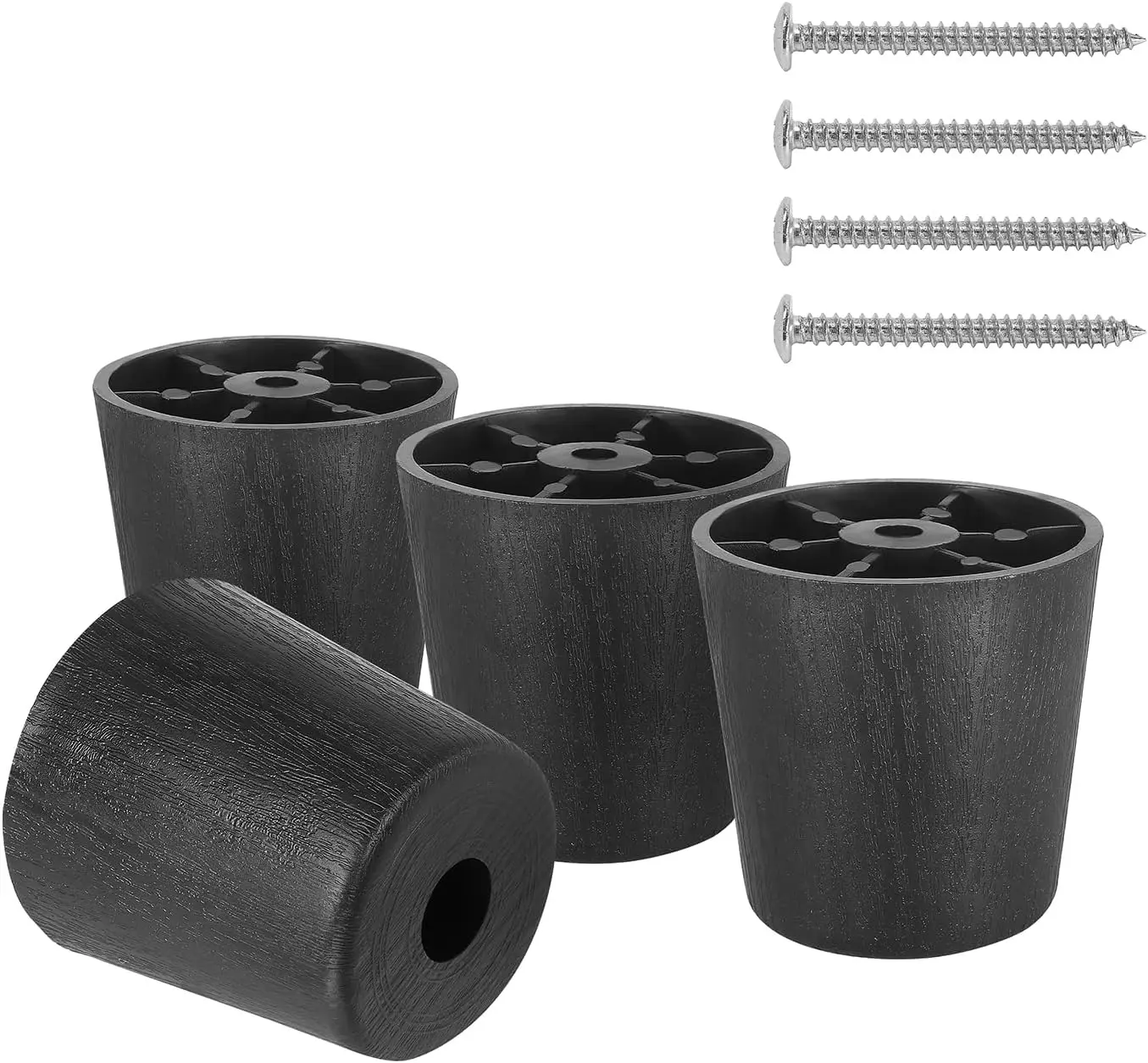 أرجل أثاث بلاستيكية سوداء مقاس 2 بوصة، أرجل أريكة مدببة مستديرة، أرجل بديلة لأريكة طاولة الأريكة والأثاث