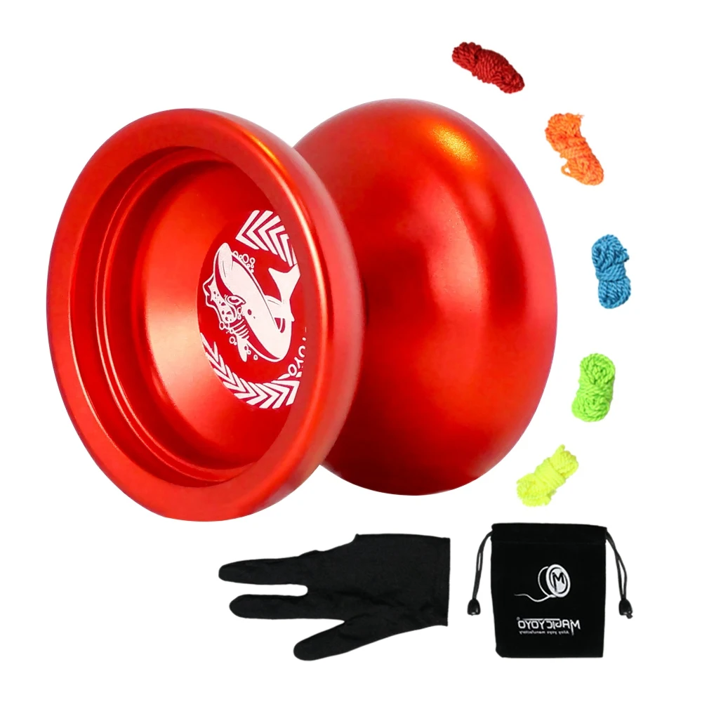 MAGICYOYO N12 Shark Honor Yoyo Unresponsive Professional Yoyo Aluminum Alloy Long Time Spinning Yoyo with Yoyo Strings,Red