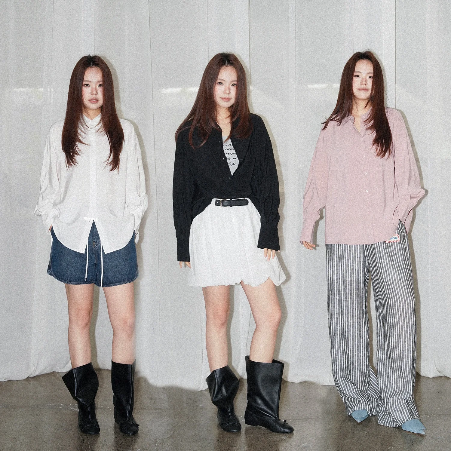 

Loose Long Sleeve Pure Color Shirt Jacket Women's Korean Style Spring Summer New Arrival Crystal Green Label JINGU Top