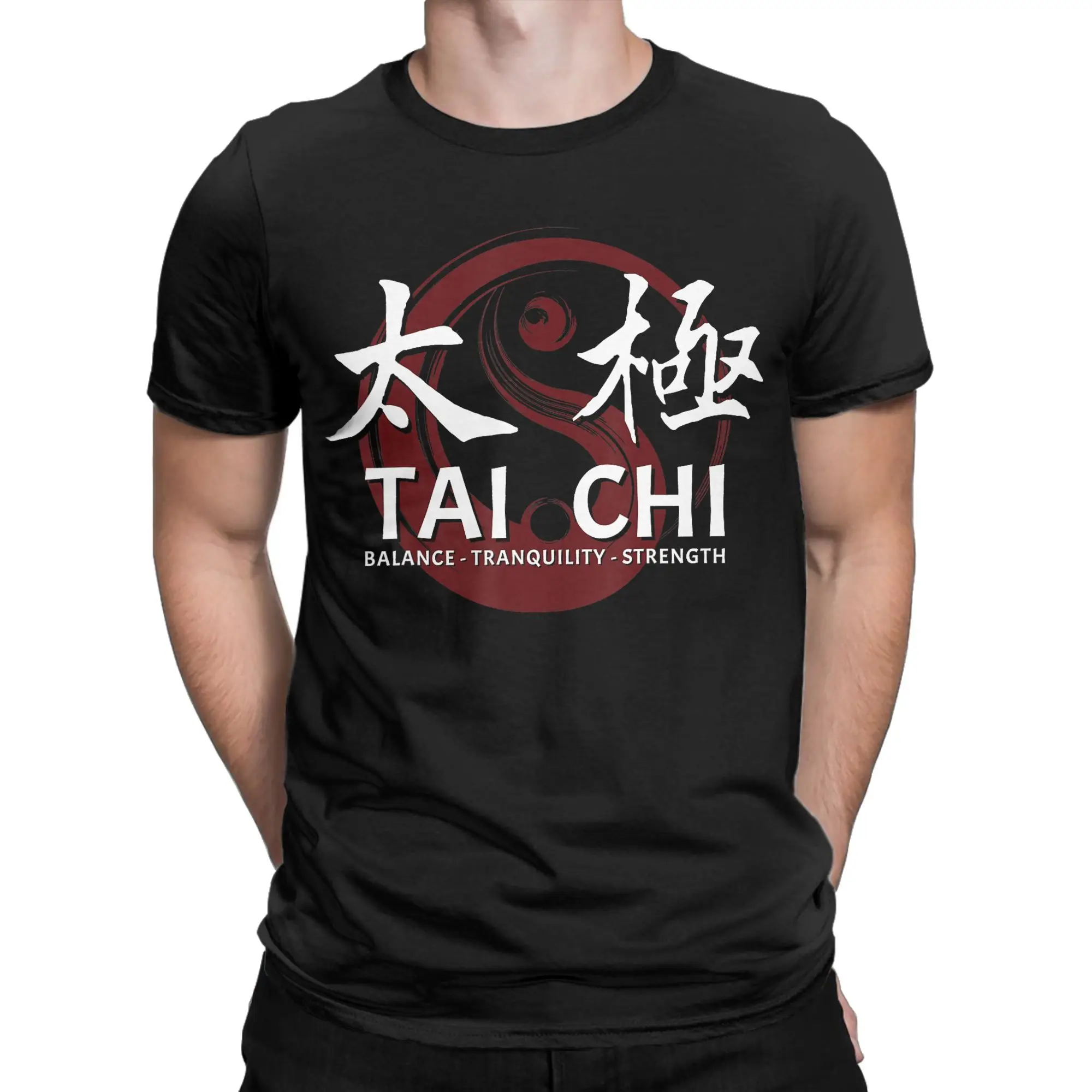 Tai Chi Meditation Martial Arts Zen Balance T-Shirts Men  Cool Cotton Tees Crewneck Short Sleeve T Shirts Gift Idea Clothes