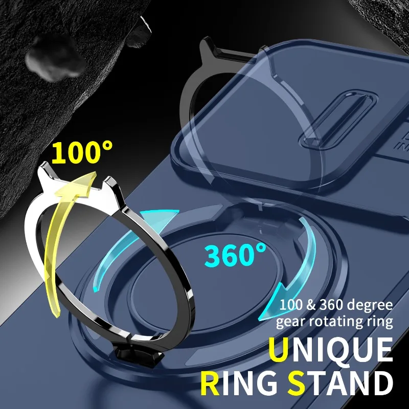 For Reno 14 Pro 5G 14F Shockproof Hybrid Magnetic Stand Phone Case for Reno14 13 Pro 13FS Slide Lens Camera Protect Armor Cover