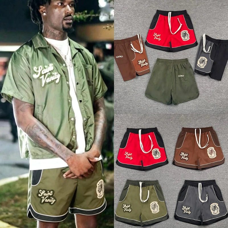 American Trend New Style SAINT Sports Shorts High-quality Street Hip Hop Patchwork Embroidery Saint Casual Shorts