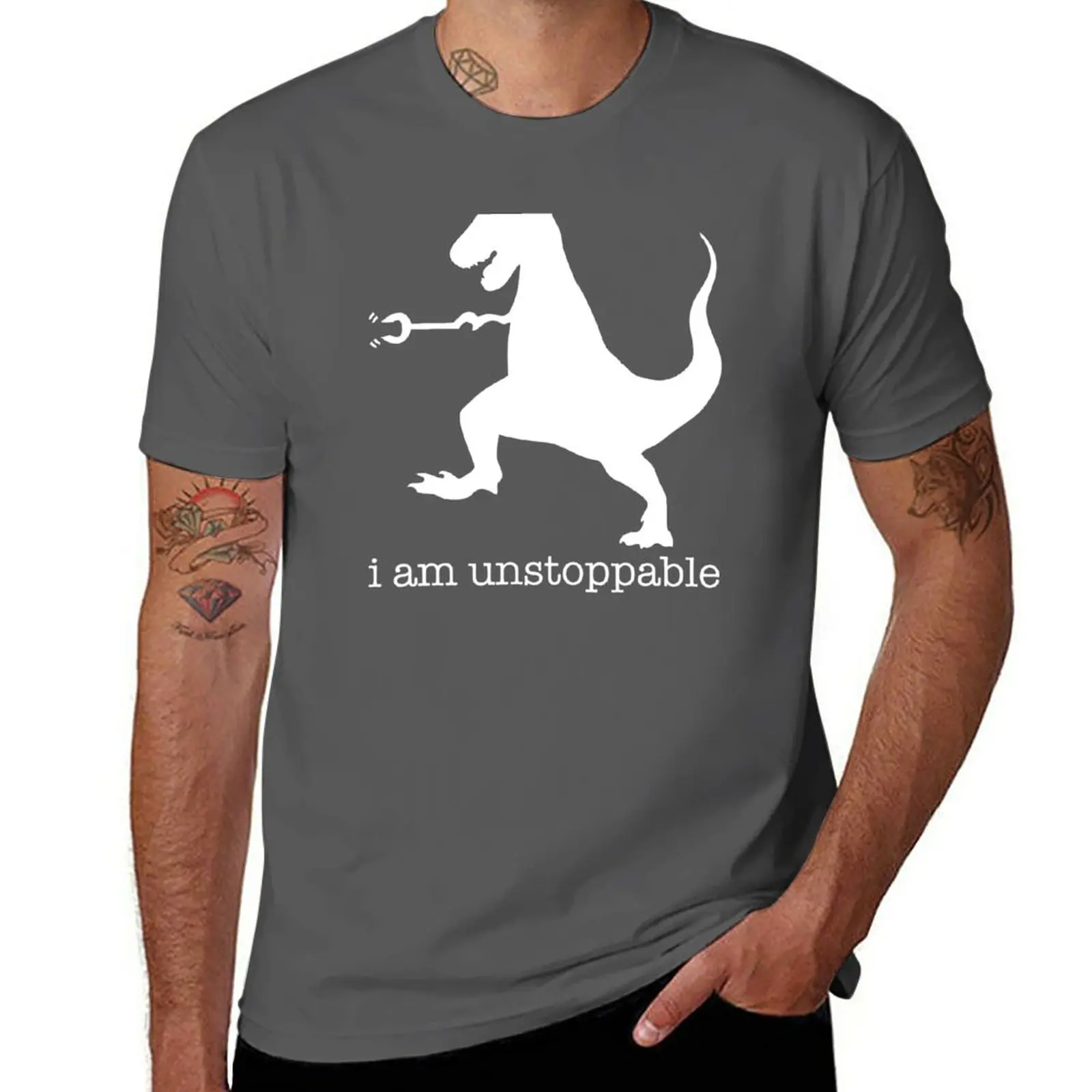 New T-Rex I Am Unstoppable T-Shirt oversized t shirts plain t-shirt mens white t shirts