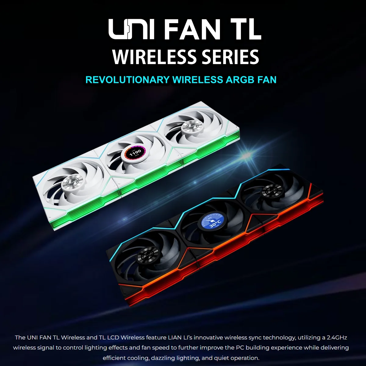 LIANLI UNI FAN TL Wireless، مروحة حالة الكمبيوتر، مروحة تبريد المياه، حزمة فردية TL120 وTL140، مروحة شاشة LCD. #2
